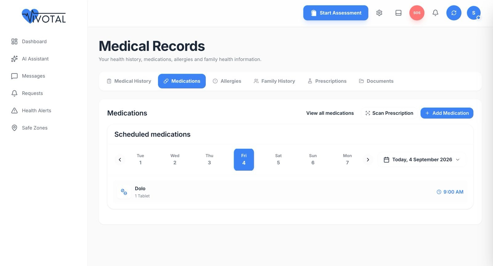Medical records and medication schedule