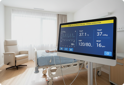Real-time patient monitoring in a hospital room